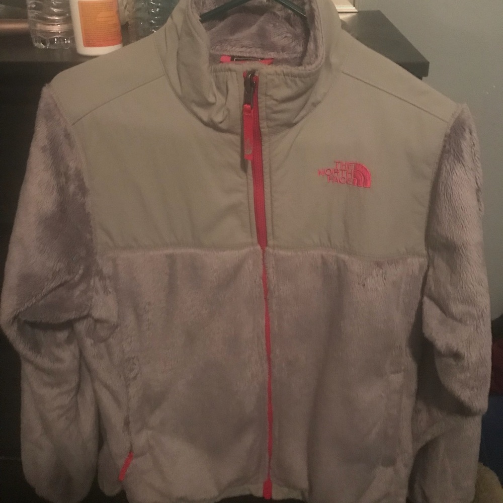 Grey & pink north face